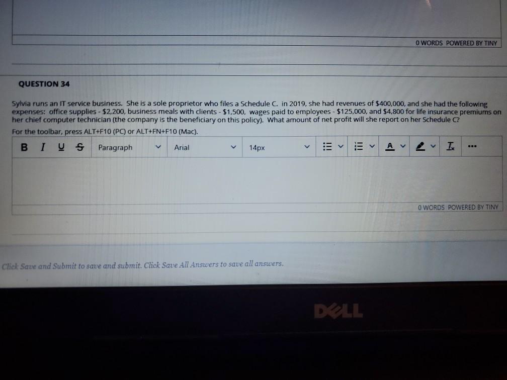  O WORDS POWERED BY TINY QUESTION 34 Sylvia runs an IT