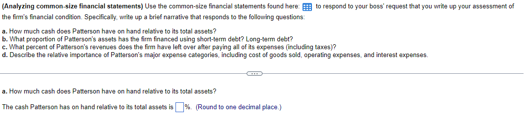 write up your assessment of the firm's financial condition. Specifically, write up