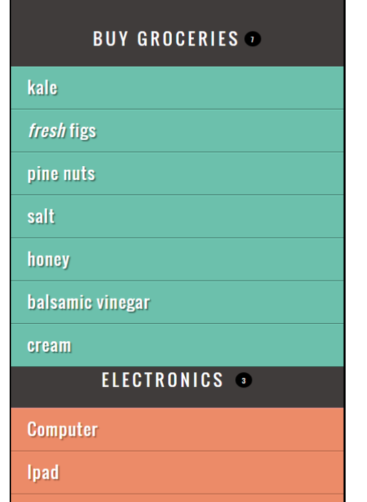 Chapter 5: Document Object Model - Example List Buy groceries fresh figs