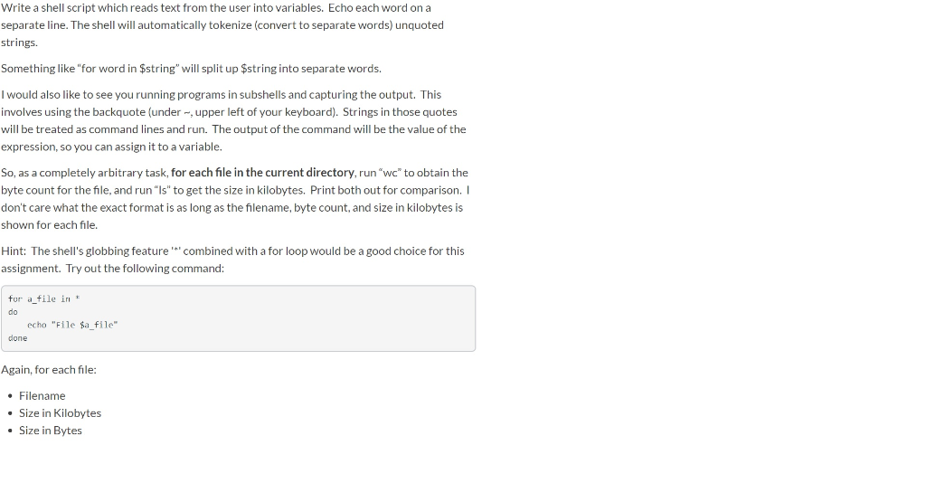  Write a shell script which reads text from the user into