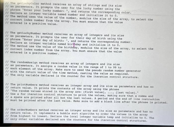 getLuekykumber (int [1, cohat int): void randomkanign(int (], const int ); void