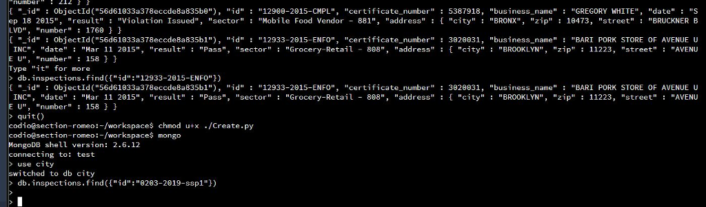 the database 'city' import json from bson import json_util from pymongo import