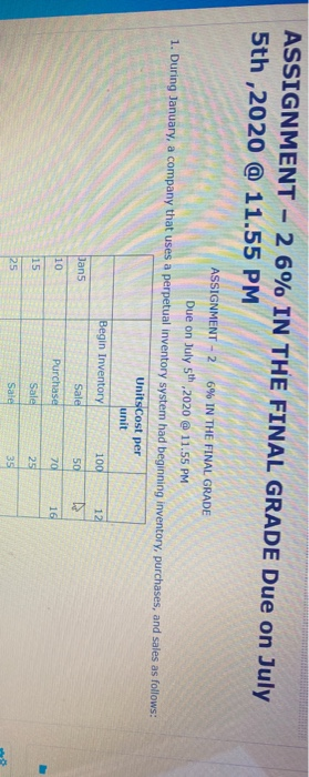  ASSIGNMENT - 26% IN THE FINAL GRADE Due on July 5th