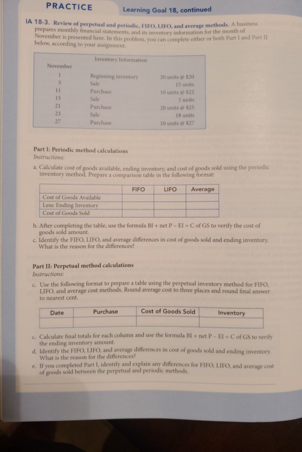 18-4 help PRACTICE Learning Goal 18, continued IA 18-3. Review of