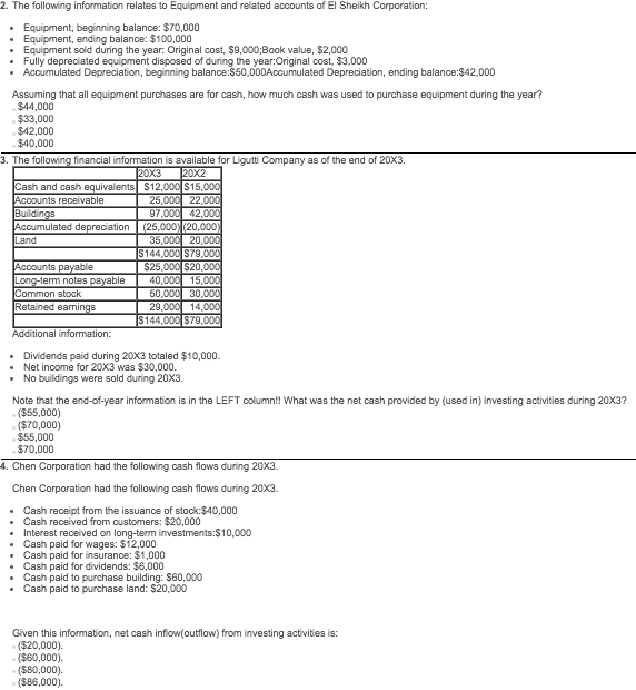  Help with problems 2-4 2. The following information relates to Equipment