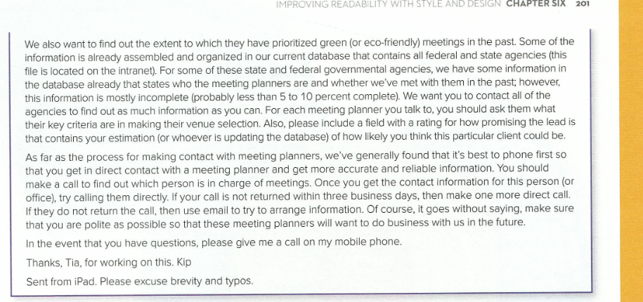 a Database of Prospects from the textbook. Rewrite the email message for