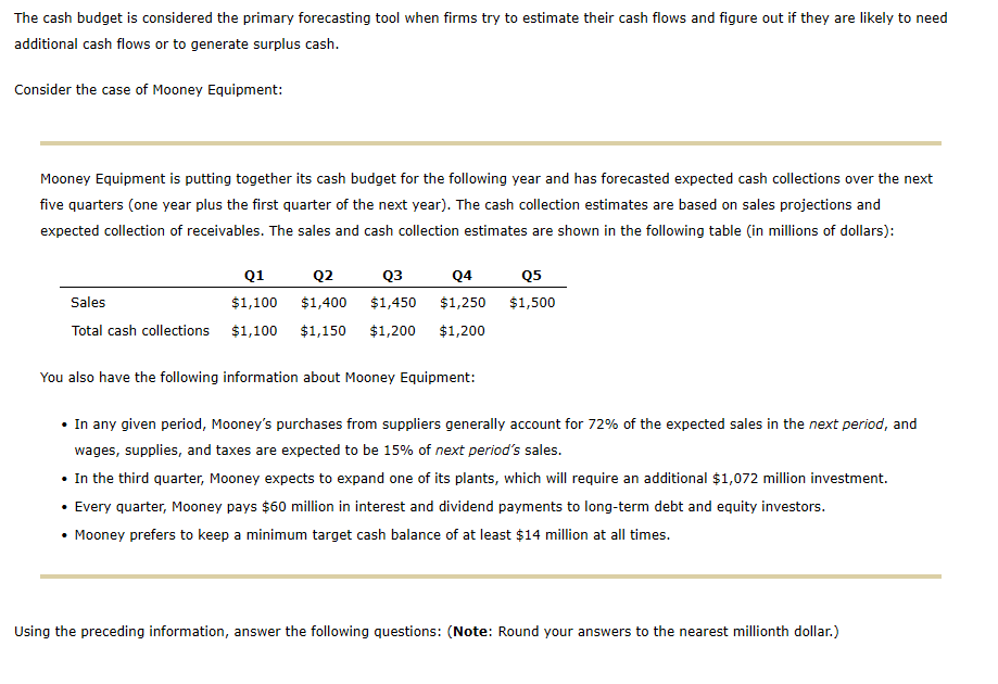  The cash budget is considered the primary forecasting tool when firms
