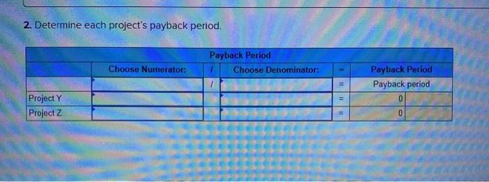 opportunity to invest in one of two new projects Project Y requires
