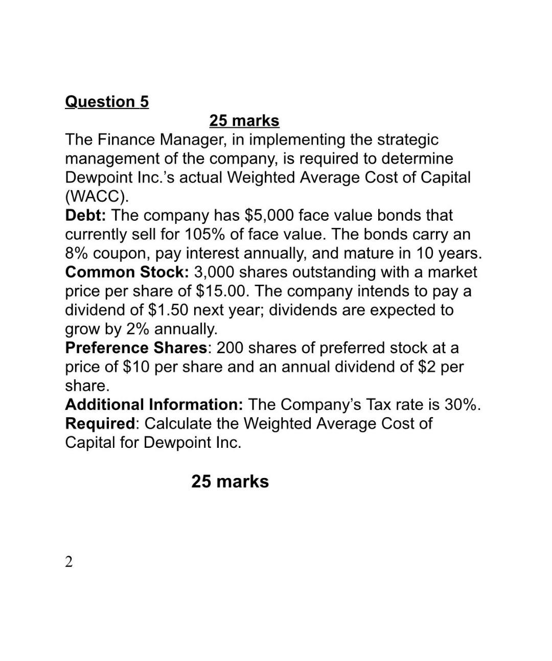 payout structure information is provided: Dewpoint Inc. is expected to pay dividends