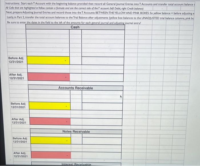 record all General journal Entries into T Accounts and transfer tocal account