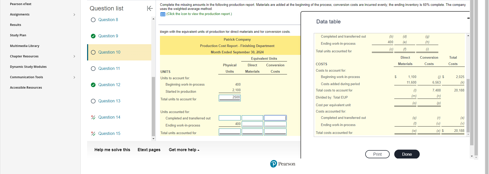uses the weighted-average method. (Click the icon to view the production