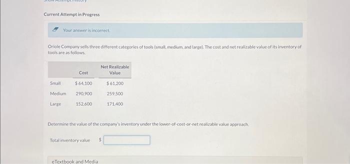  Current Attempt in Progress Your arower is incorrect. Oriole Company sells