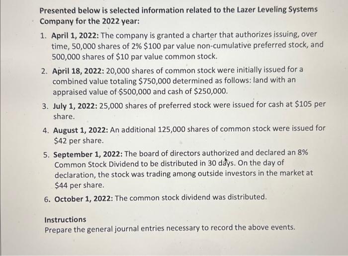  Prepare a journal entries please Presented below is selected information related
