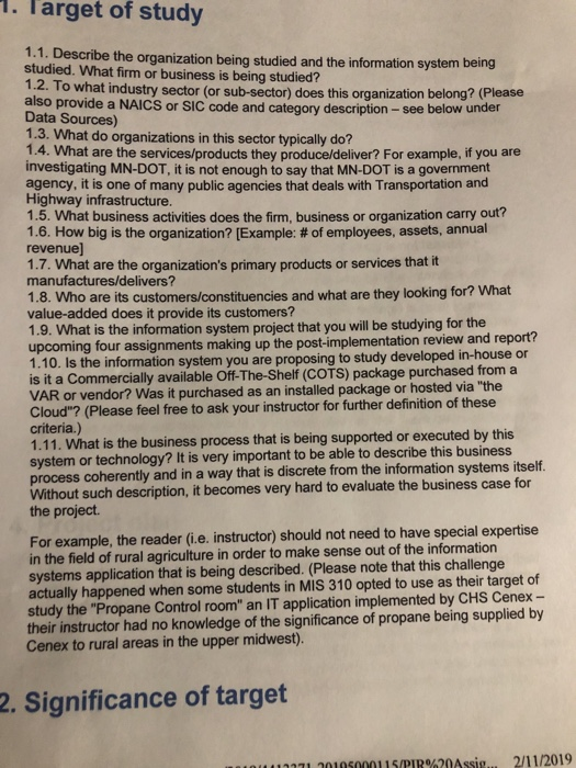 We are doing a post implementation review team project proposal assignment. And