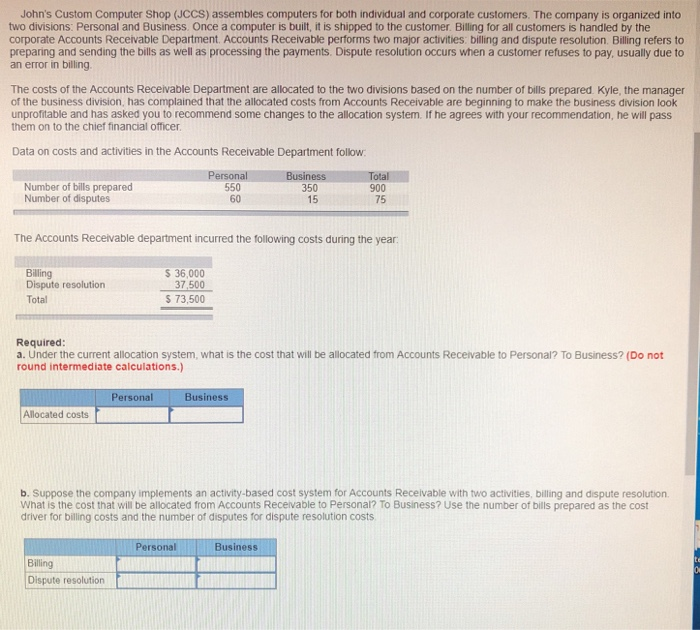  John's Custom Computer Shop (JCCS) assembles computers for both individual and