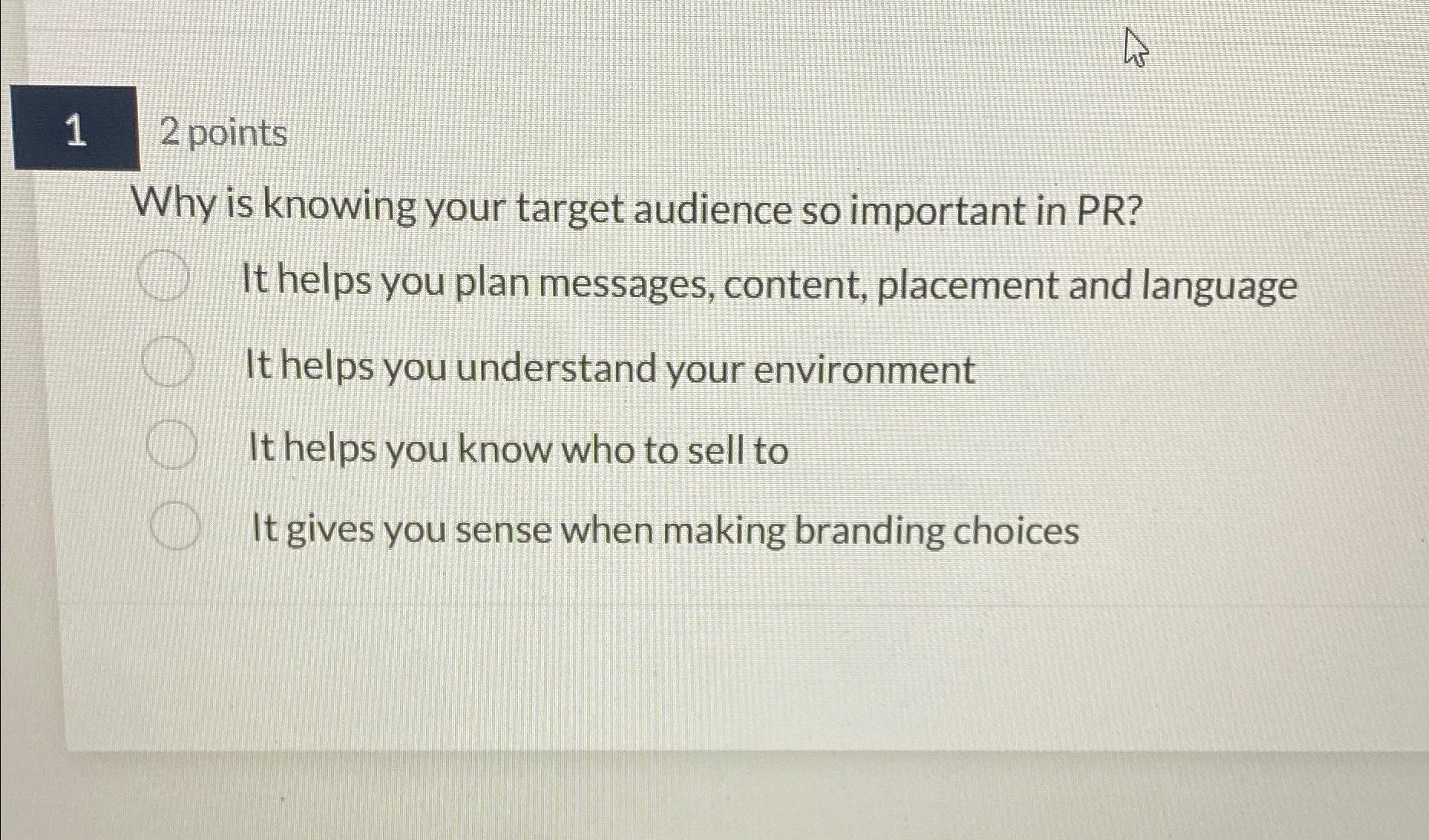  12 points Why is knowing your target audience so important in