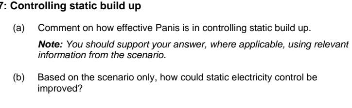 is in controlling static build up. Note: You should support your answer,