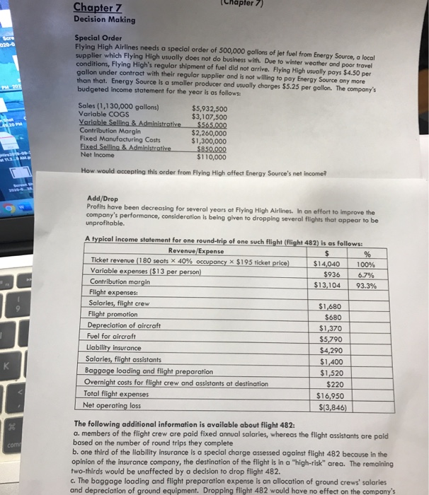  Sere Chapter 72 Chapter 7 Decision Making Special Order Flying High