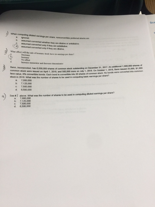  When computing diluted earnings per share, nonconvertible preferred stocks are a.