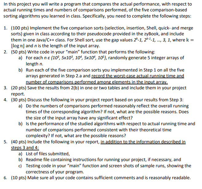 In C++ In this project you will write a program that compares