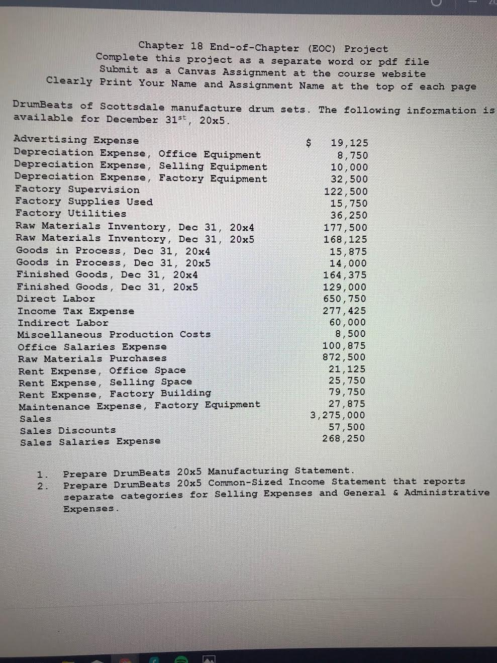 Chapter 18 End-of-Chapter (EOC) Project Complete this project as a separate