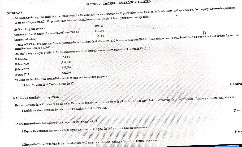 SECTION B-TWO QUESTIONS TO BE ATTEMPTED QUESTION 4 a Air Jones,