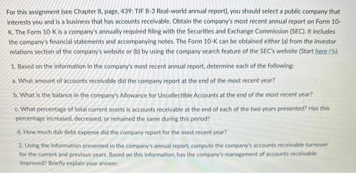 help For this assignment (see Chapter 8, page, 439: TIF 8-3 Real-world