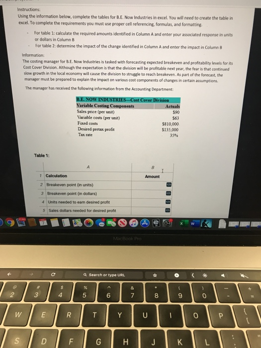  please complete the question Instructions: Using the information below, complete the