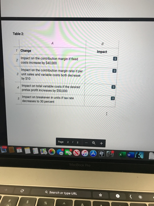 tables for B.E. Now Industries in excel. You will need to create
