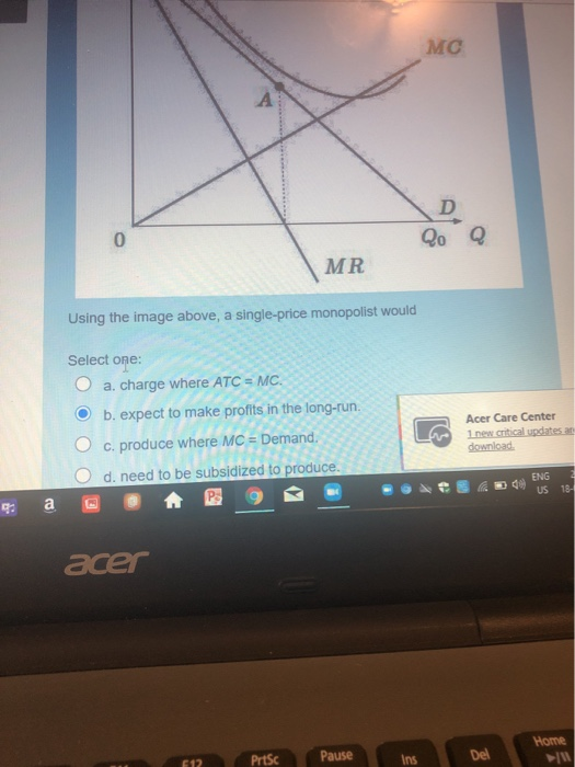  MC 0 Qo Q MR Using the image above, a single-price