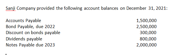 What total amount of current liabilities should be reported? * a. 4,500,000