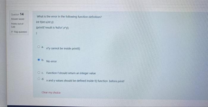  What is the error in the following function definition? int tint