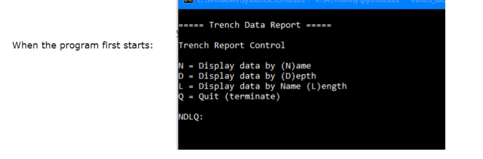 Use Python to create some reports based on trench depth data that