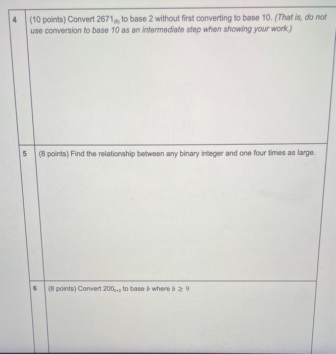 Show work and plase do the 3 problems (10 points) Convert 2671(8)