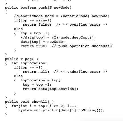 according to it. its java coding package DataStructureType; public class Genericstack private