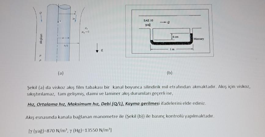  (a) (b) ekil (a) da viskoz ak film tabakas bir kanal