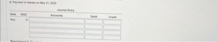 entries.) a. Issuance of half of the bonds on May 31, 2021