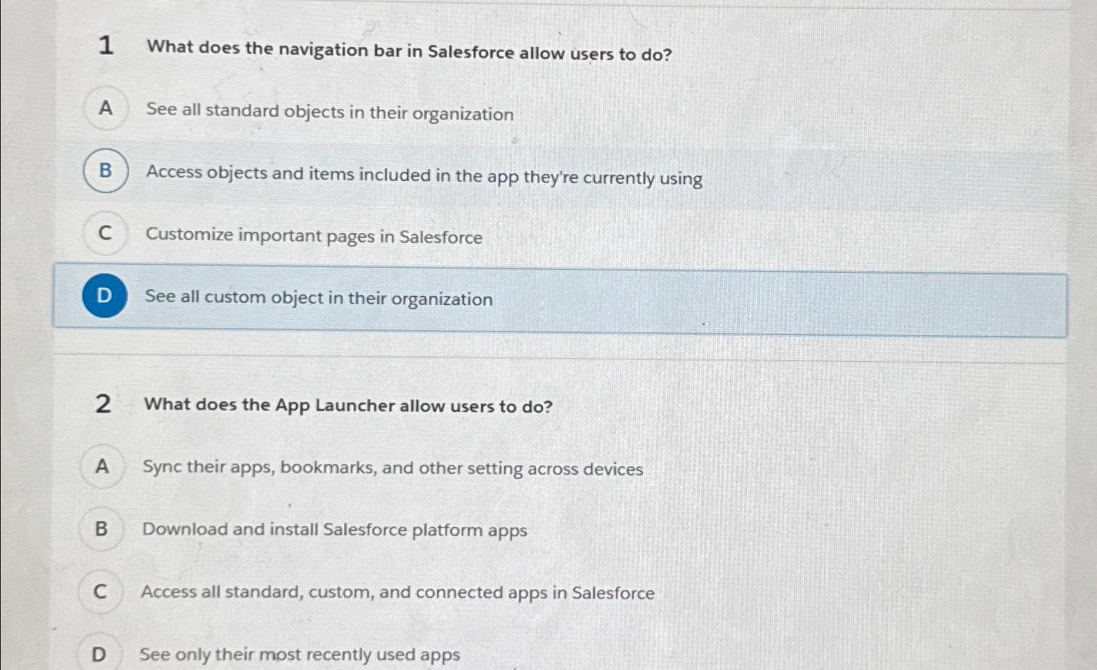  1 What does the navigation bar in Salesforce allow users to