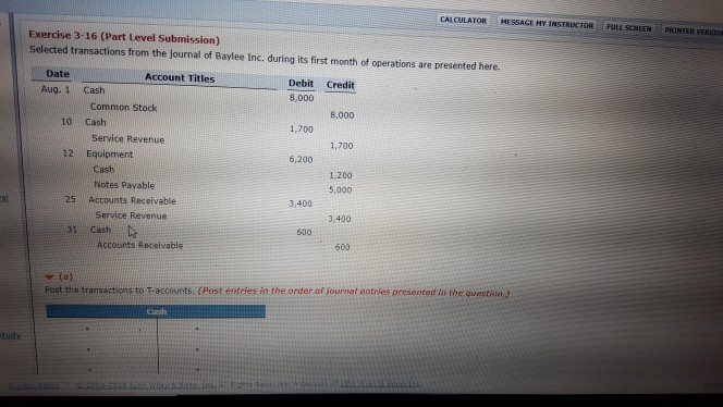  CALCULATOR MESSAGE HY INSTRUCTOR FULL SCREEN PRINTER VERSTO Exercise 3-16 (Part