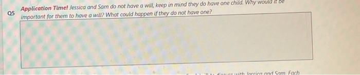  Application Timel Jessica and Sam do not have a will, keep