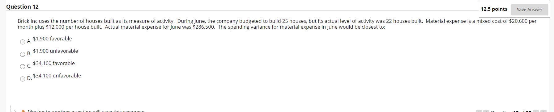 company budgeted for 460 music lessons, but its actual level of activity