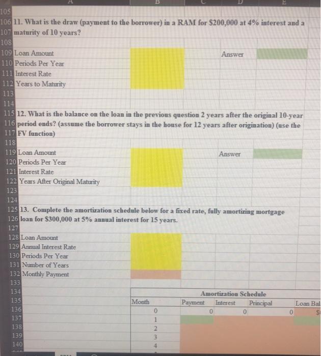 if you could please provide the excel functions thanks E 105