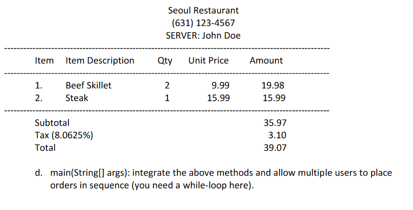 ( Java ) (Object Oriented ) - 1. Create a class called