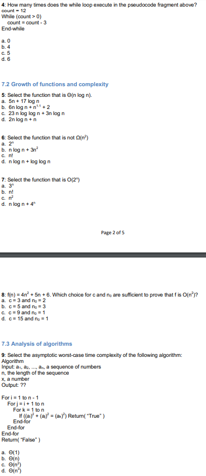  4: How many times does the while loop execute in the