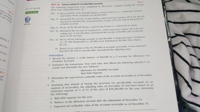 I need help asap solving this question PR9 1A Entries related