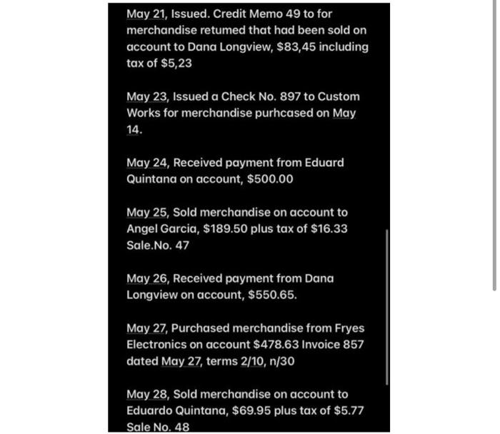 2/10, n30 May 2 Purchased merchandise from Fryes Electronics on account for