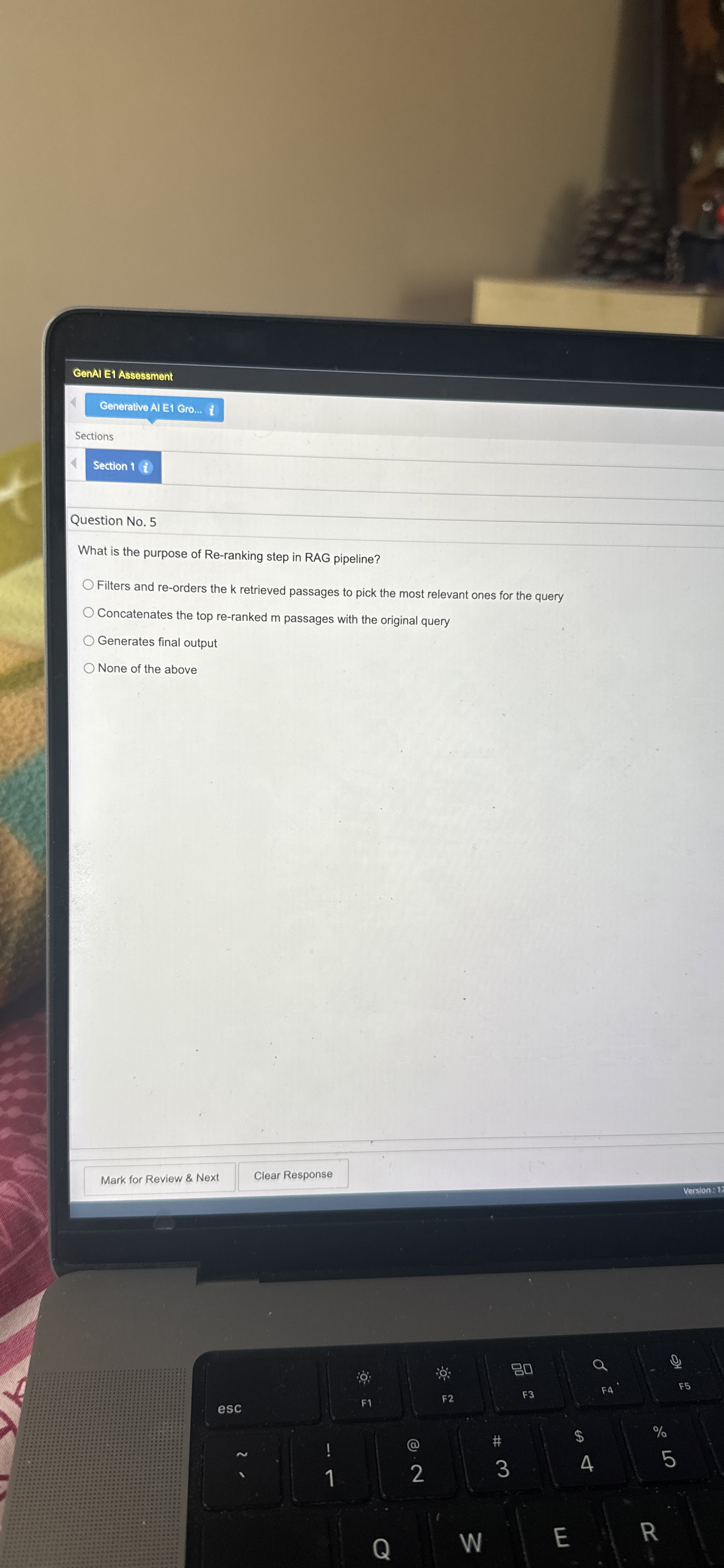  GenAl E1 Assessment Generative Al E1 Gro... t Sections Question No.5