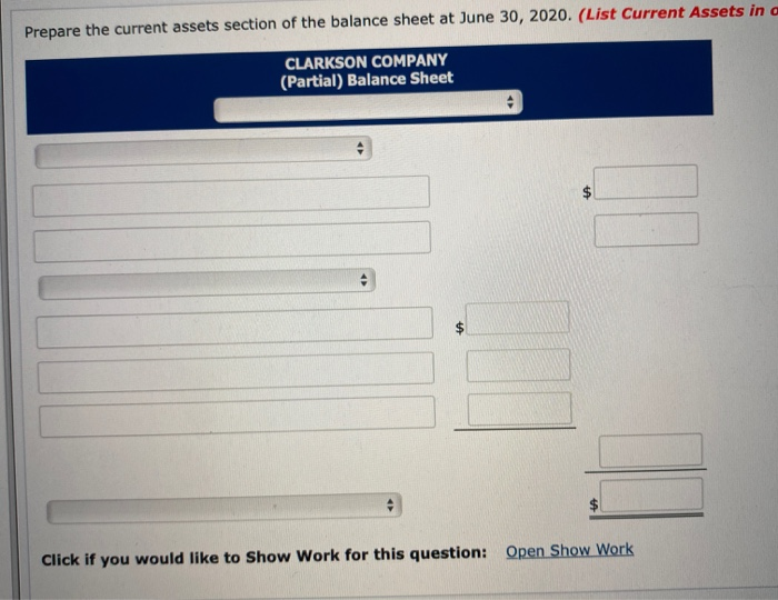 Inventory 7/1/19 Raw Materials Inventory 6/30/20 Finished Goods Inventory 7/1/19 Finished Goods