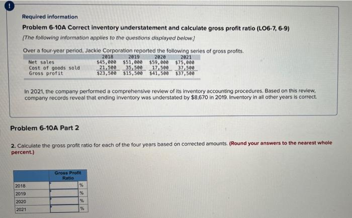 ratio (LO6-7, 6-9) [The following information opplies to the questions displayed below.]