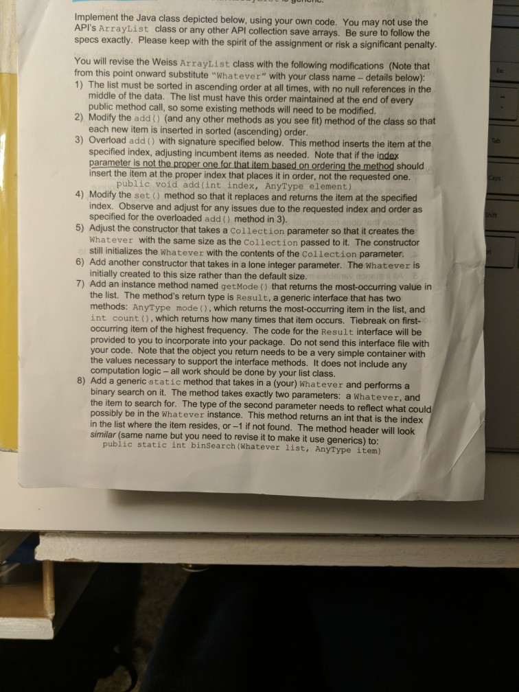 to be completed in Java. the second picture is the class which